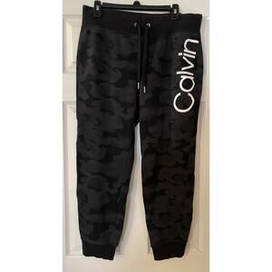 Calvin Klein Performance Black Gray Camo Jogger Drawstring Sweatpants Sz L